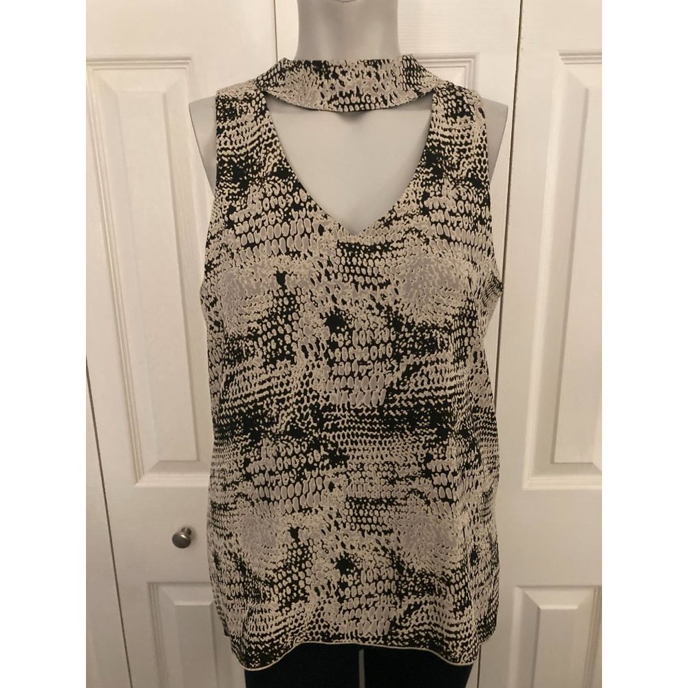 Veronica M. Snakeskin Sleeve Less Blouse W Open Front Size Small NWT